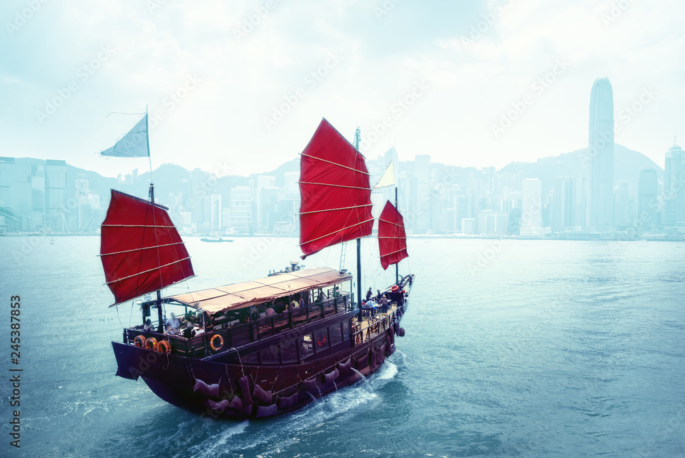 Fototapeta premium Port w Hongkongu, Chiny