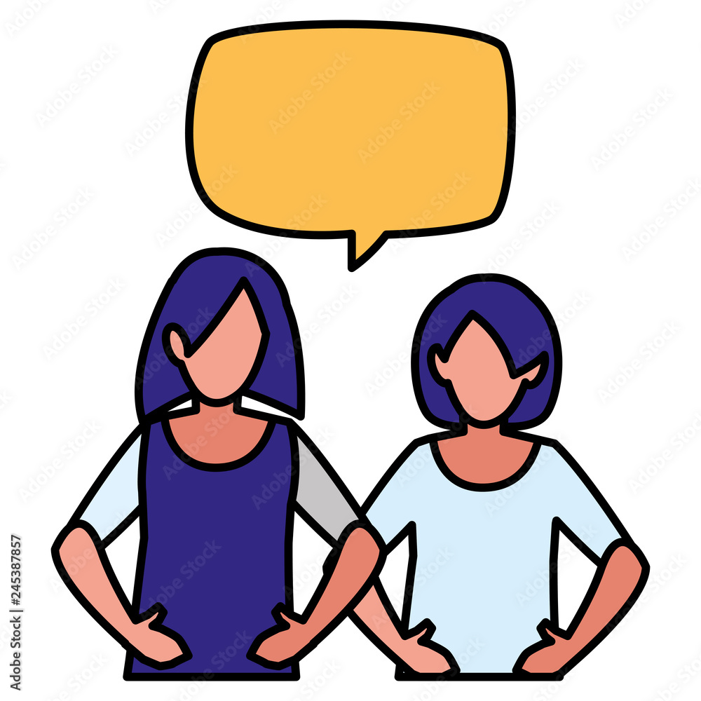 Obraz premium couple of girls with speech bubble