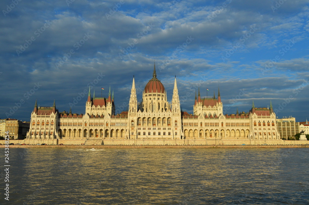 Hungarian Parliament Building front view, Budapest, Hungary