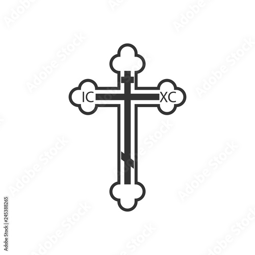 Orthodox cross icon. Flat design. Vector illustration. © GlopHetr