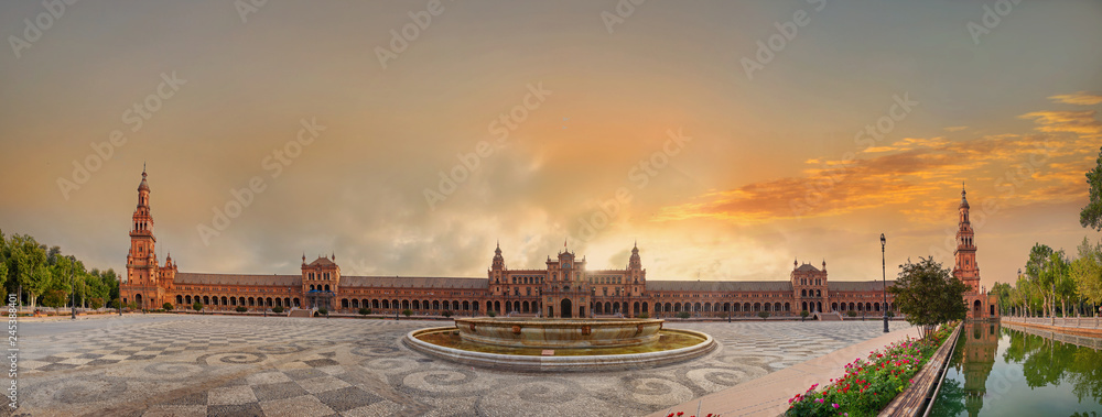 Fototapeta premium Spanish Square (Plaza de Espana). Seville, Andalusia, Spain