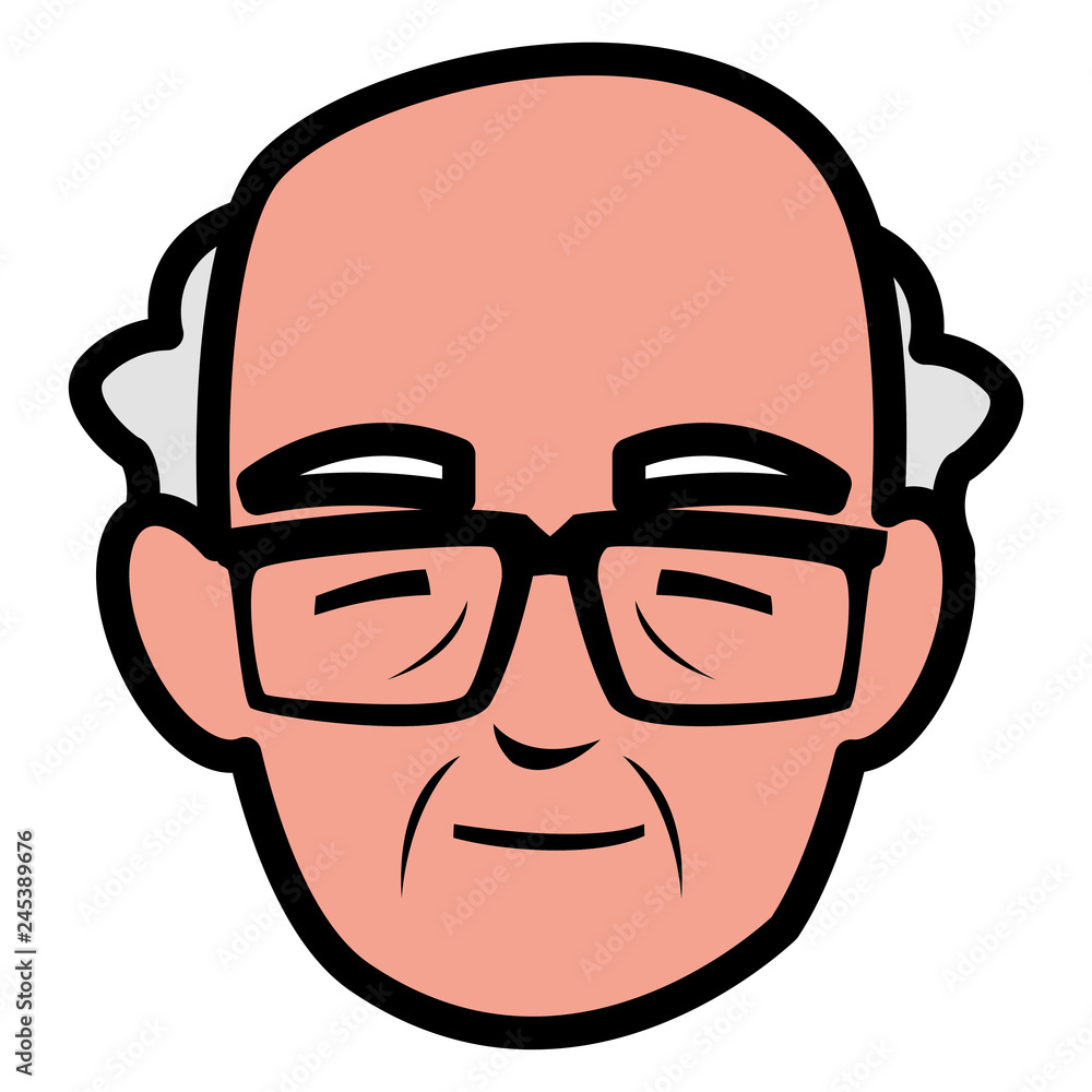 cute grandfather head avatar character
