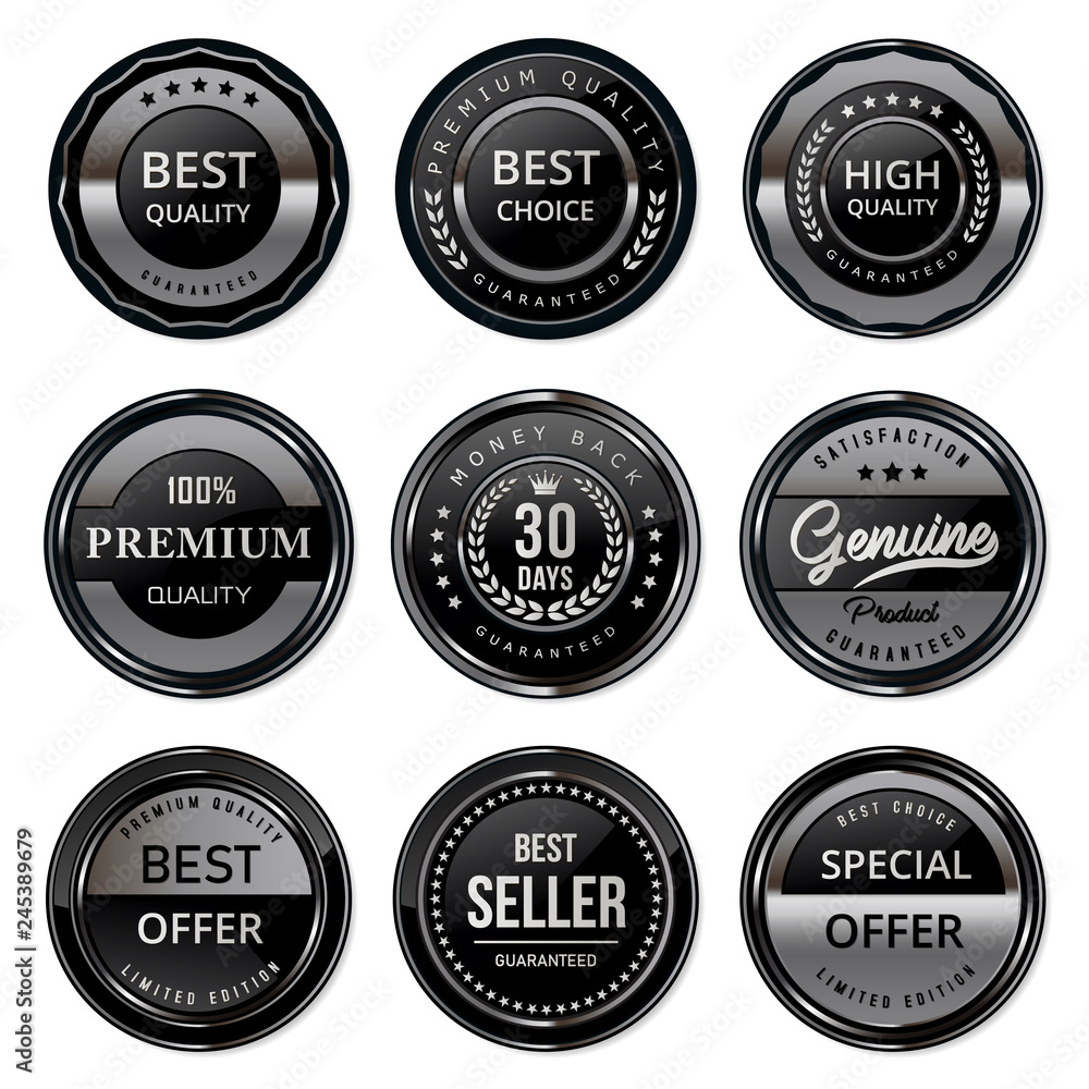 set of luxury black badges and labels