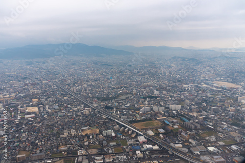 a bird's eye view of Fukuoka City, Japan