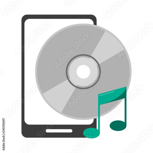 smartphone with music cd symbol