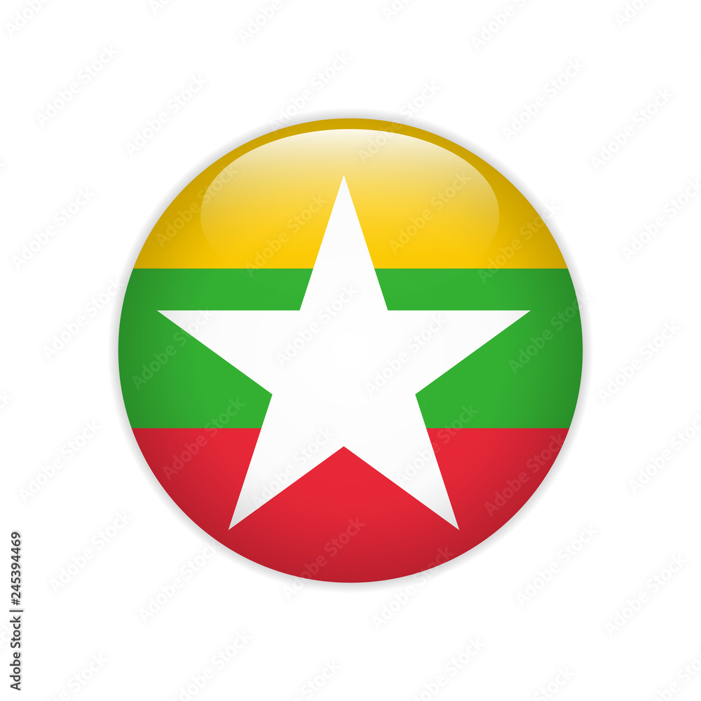 Myanmar flag on button Myanmar flag on button