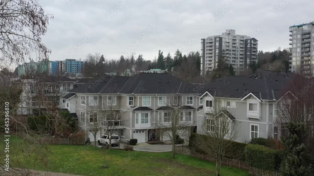 A perfect neighbourhood. Houses in suburb at Summer in the north America. Luxury houses with nice landscape. Aerial drone view. 4K. A perfect neighbourhood. Houses in suburb at Summer in the north America. Luxury houses with nice landscape. Aerial drone view. 4K.
