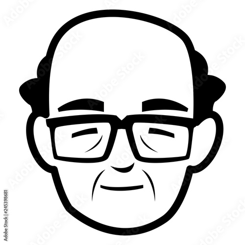 cute grandfather head avatar character