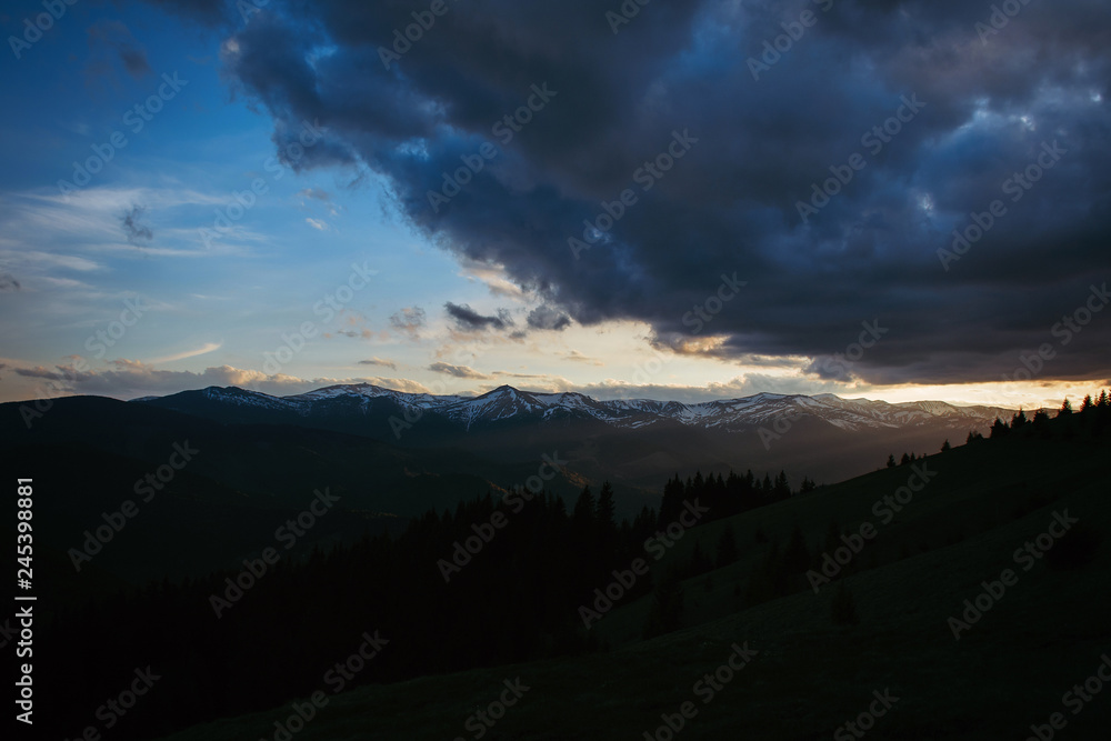 Sunset in the Carpathian Mountains Sunset in the Carpathian Mountains