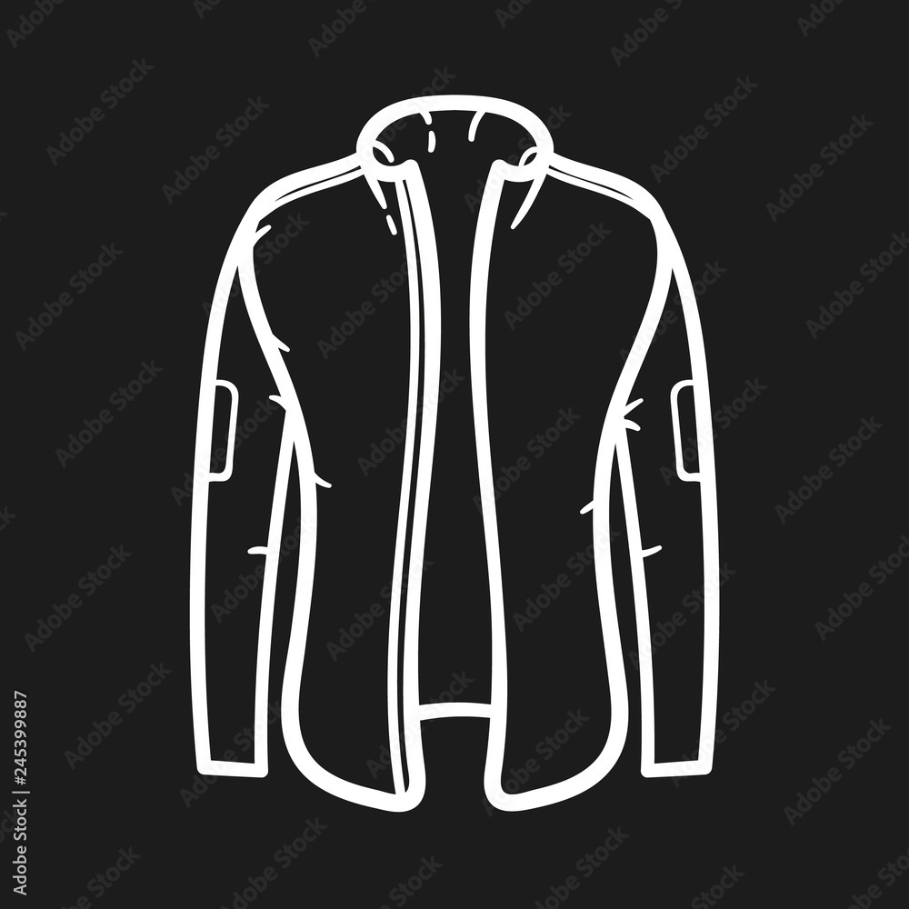 Winter jacket outlined icon in dark background Winter jacket outlined icon in dark background