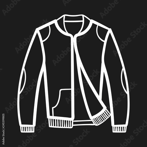 Winter jacket outlined icon in dark background