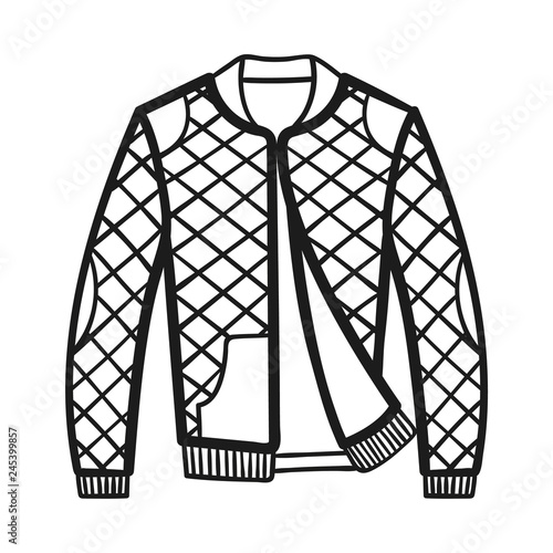 Winter jacket outlined icon in white background