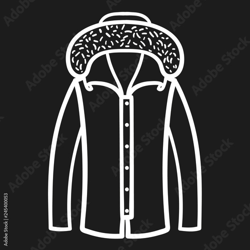 Winter jacket outlined icon in dark background