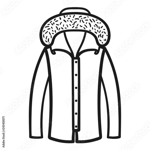 Winter jacket outlined icon in white background