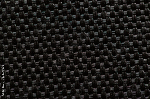 black surface of woven threads in macro, background, texture
