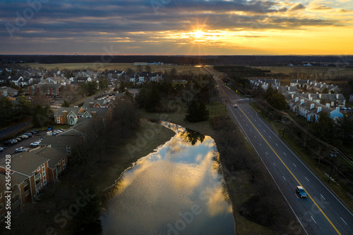 Aerial of Sunrise in Plainsboro New Jersey