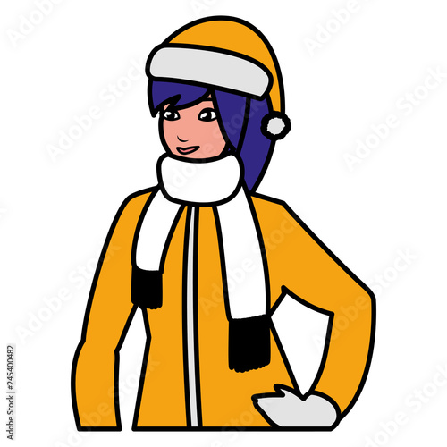 young woman with winter clothes