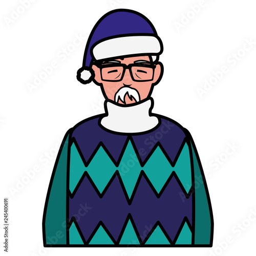 cute grandfather with winter clothes