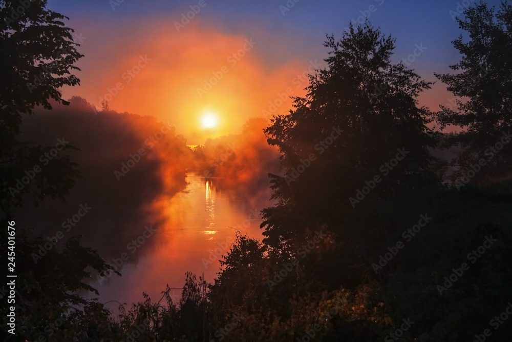 Early in the morning on Seim river in Ukraine Early in the morning on Seim river in Ukraine