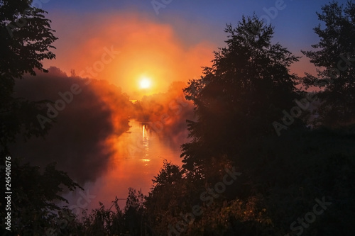 Early in the morning on Seim river in Ukraine