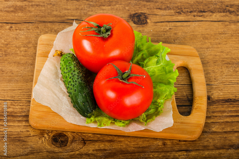 Cucumbers and tomatoes