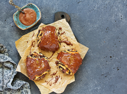 Swirl Brioche with chocolate and  poppy, Chocolate roll bread, chocolate pull apart rolls, photo