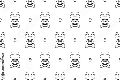 Vector cartoon basenji dog seamless pattern for design. photo