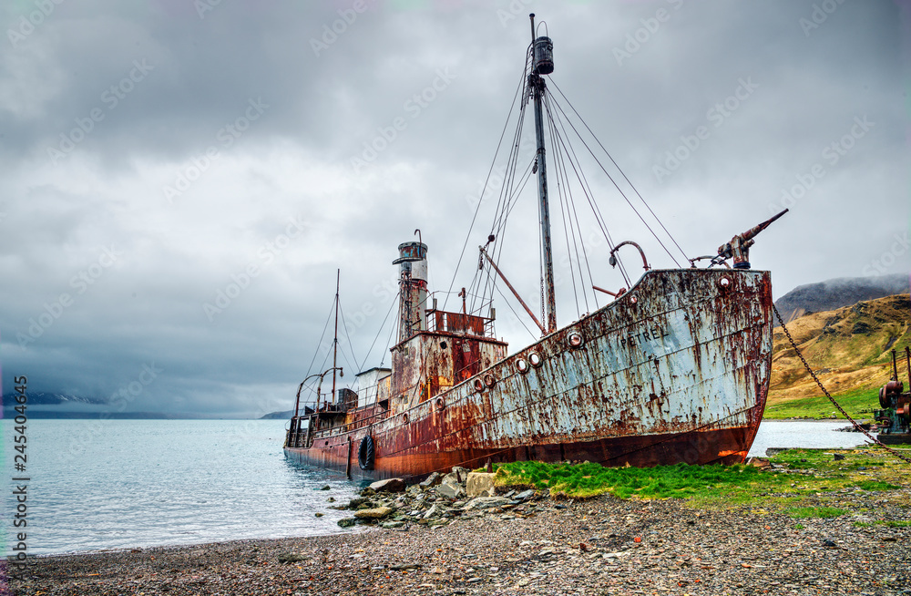 Abandoned Whaling Ship Grytviken South Georgia Island Abandoned Whaling Ship Grytviken South Georgia Island