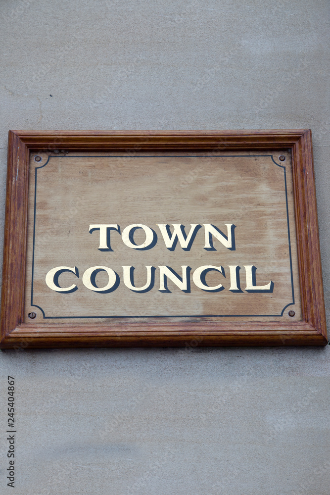 Fototapeta premium Town Council Sign on Building