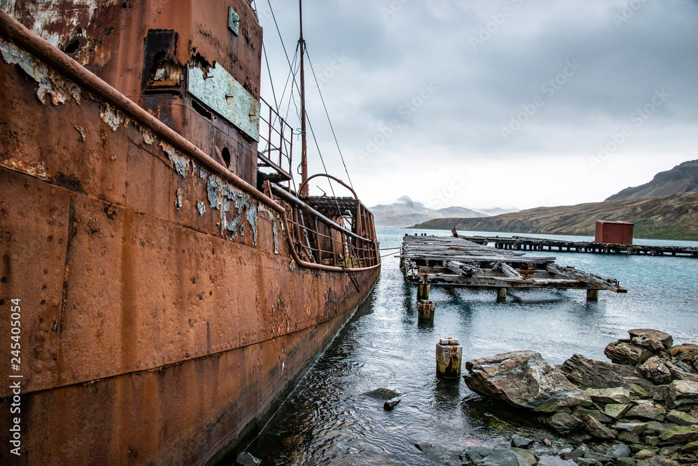 Stromness Harbor Whaling Ship South Georgia Island