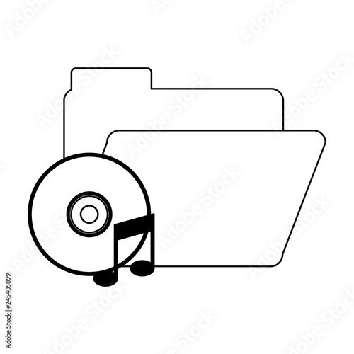 Folder with music cd rom in black and white