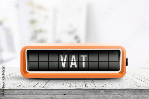 VAT tax sign in form of a retro alarm clock