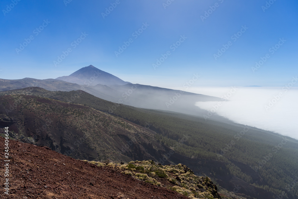 Vew of the Teide volcano. Viewpoint: Mirador de La Crucita. Canary Islands. Tenerife. Spain.