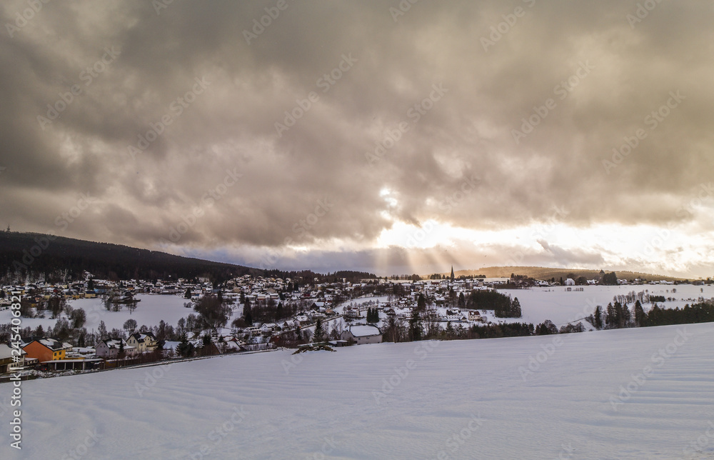 Blick nach Bischofsgrün im Fichtelgebirge Blick nach Bischofsgrün im Fichtelgebirge