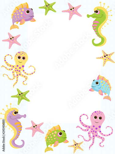 Vector baby pattern. Illustration with cute animals and toys for kids. Childrens background for wallpaper or textile. Baby shower pattern, brightfr or birthday greeting card. © Alena