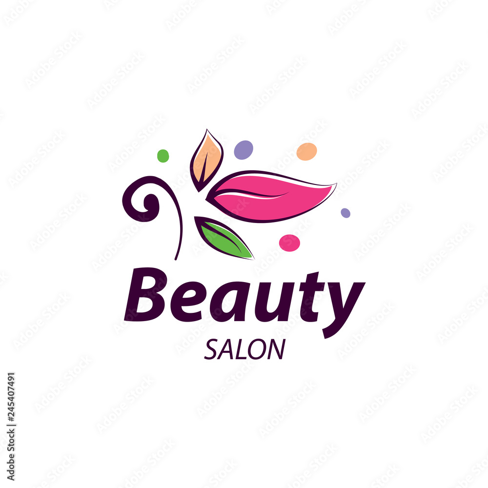 Obraz premium vector collection of doodle flowers emblems frames and logo with beauty studio lettering composition