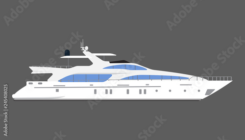 Yacht Isolated On Gray Background. Flat Design. Vector Illustration. © andrej