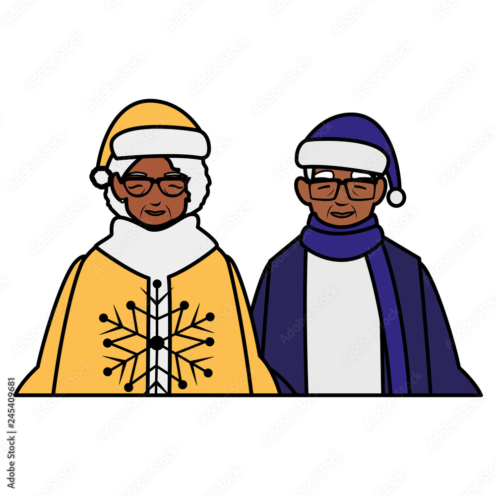 black grandparents couple with winter clothes black grandparents couple with winter clothes