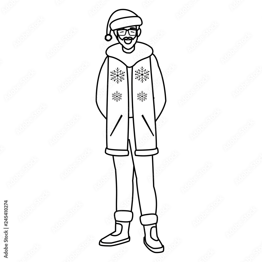 young man with beard and winter clothes young man with beard and winter clothes