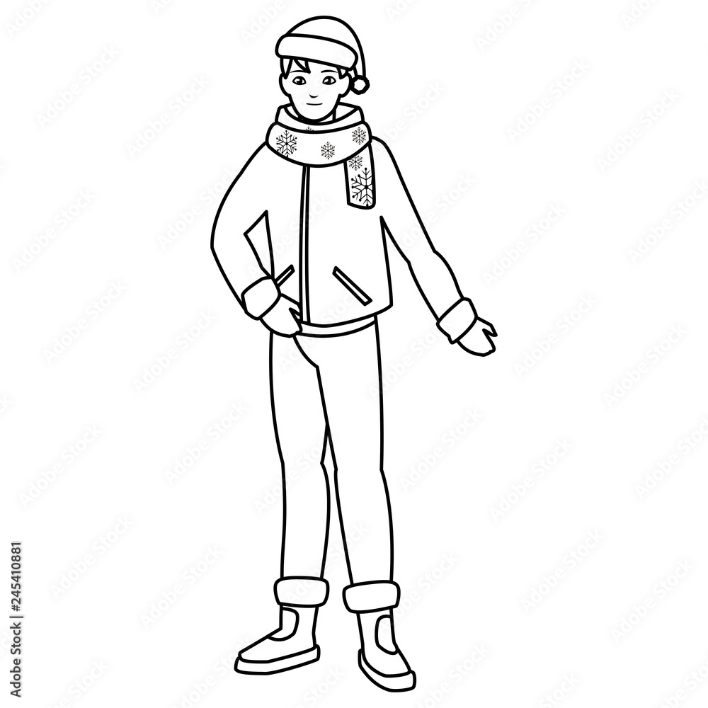 young man with winter clothes young man with winter clothes