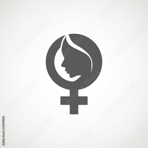 female symbol with female face. woman icon logo design elemnet. Illustration vector.