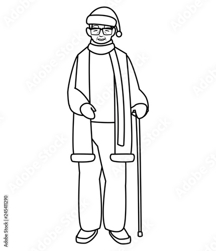 cute grandfather with winter clothes