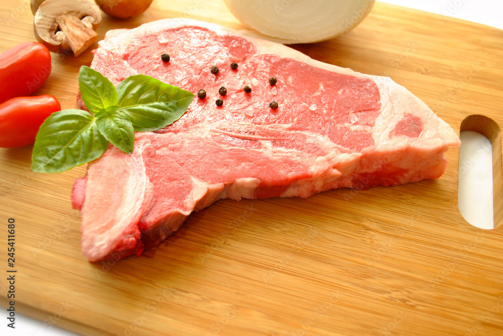 Raw Pork Chop with Fresh Ingredients