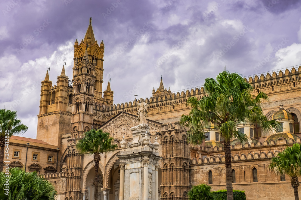 beautiful Duomo, medieval Cathedral of Palermo in Sicily