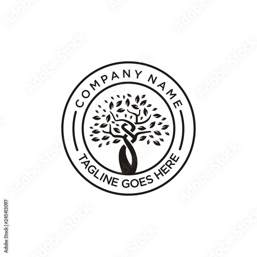 Tree of Life Seal Emblem logo design inspiration template