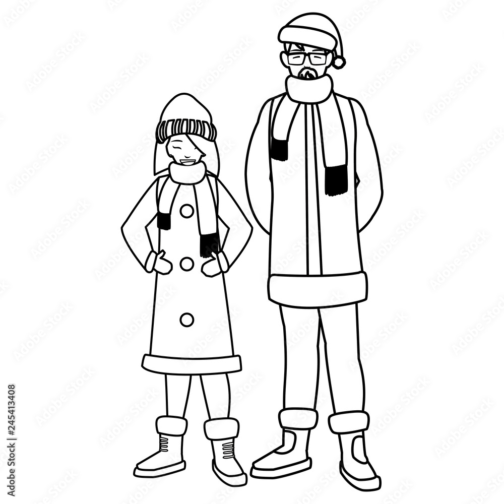 father and daughter with winter clothes father and daughter with winter clothes