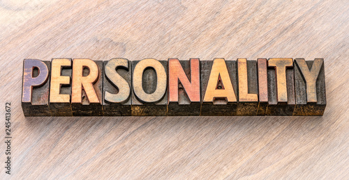 personality word in wood type