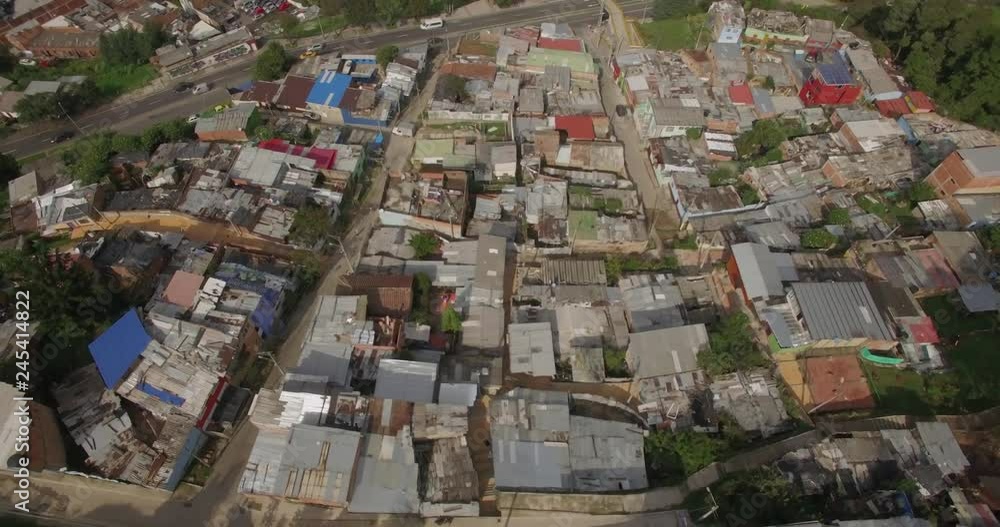 Aerial circling around a shanty town in downtown Bogota, Colombia Aerial circling around a shanty town in downtown Bogota, Colombia
