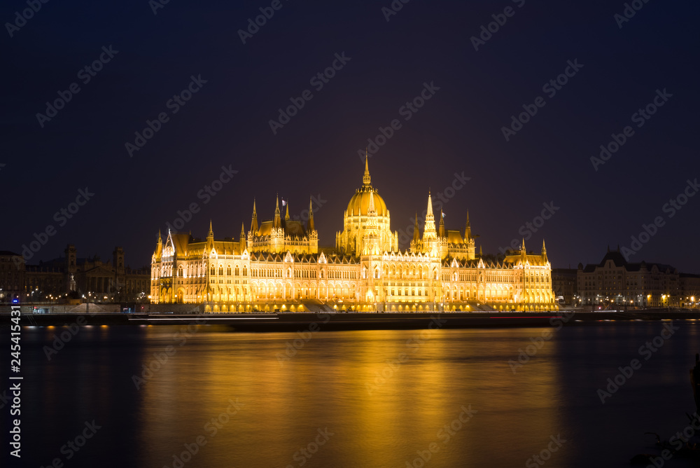 Hungarian Parliament in Budapest, night view