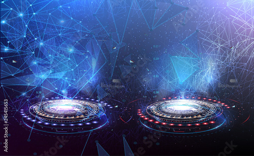 VS Versus Blue and red Futuristic design. Battle headline template. Futuristic abstract technology background. Abstract polygonal linear digital texture. Vector illustration